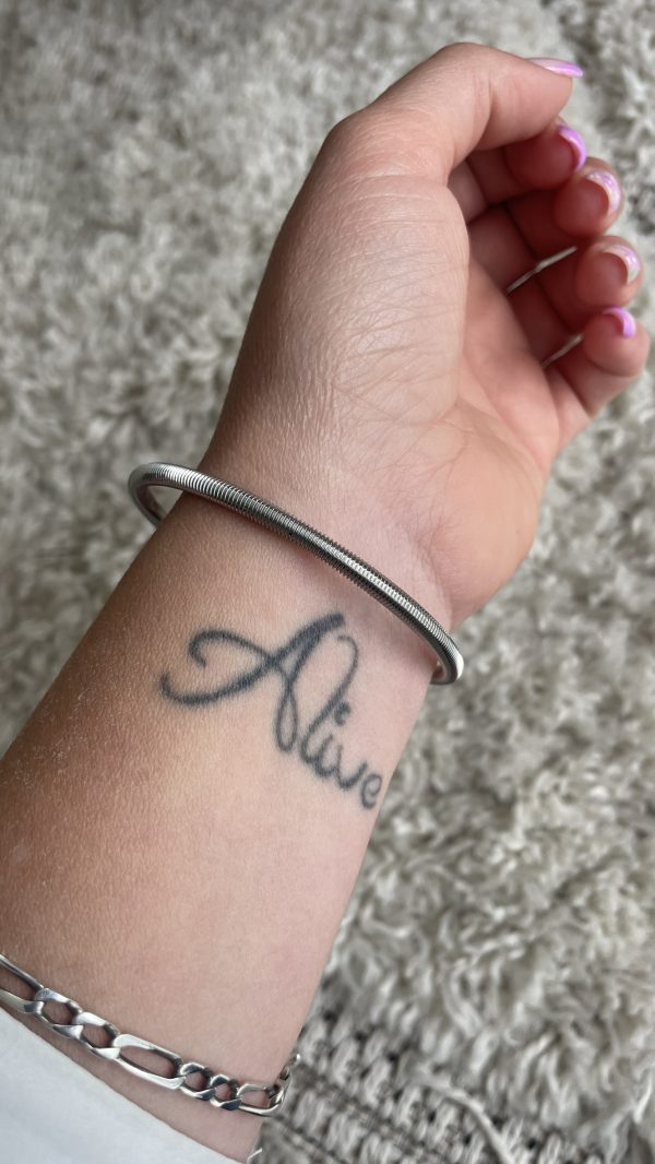 Bracelet jonc strié argenté – Image 2