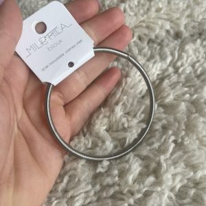 Bracelet jonc strié argenté