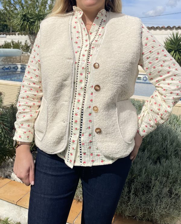 Gilet sans manches "Capucine" crème