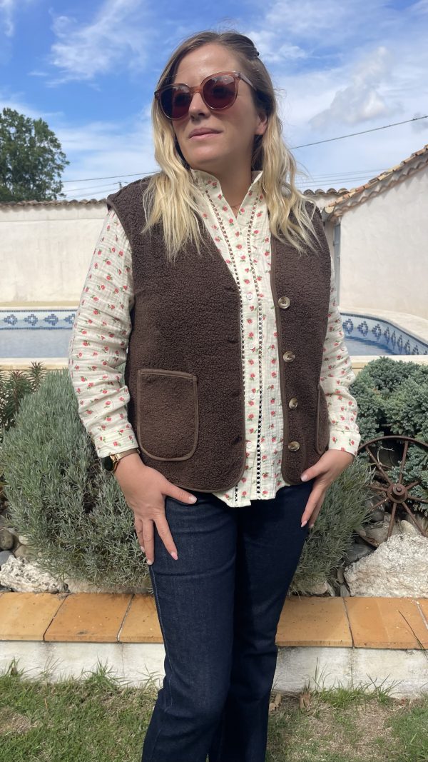 Gilet sans manches "Capucine" chocolat – Image 2