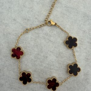 Bracelet Trèfle en Nacre bordeaux