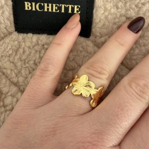 Bague Fleur en Acier Inoxydable doré