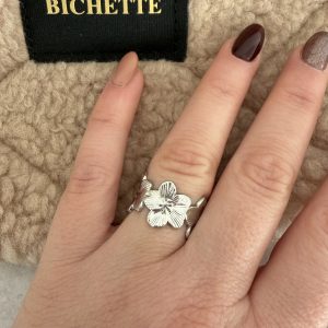 Bague Fleur en Acier Inoxydable argent