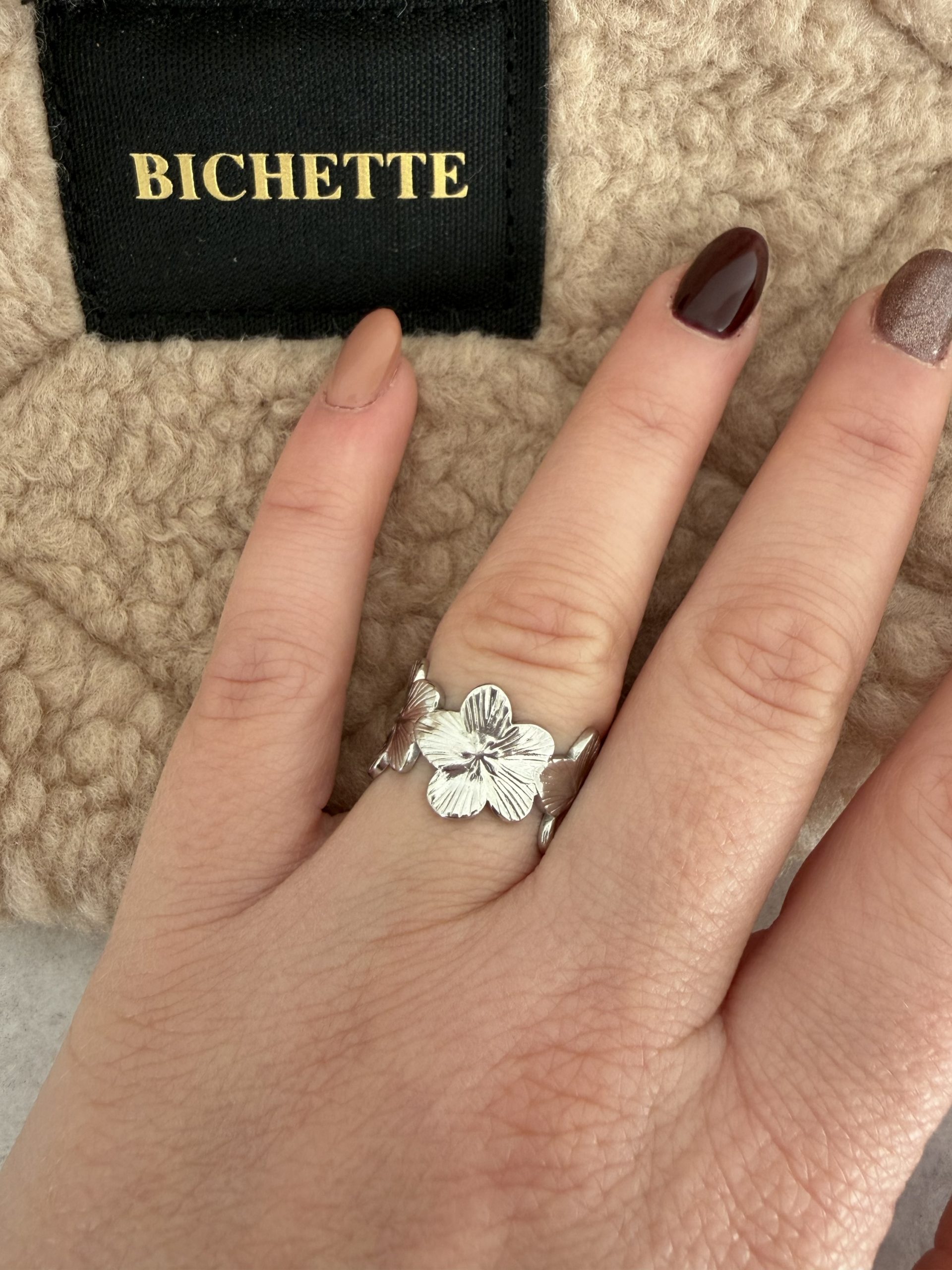 Bague Fleur en Acier Inoxydable argent