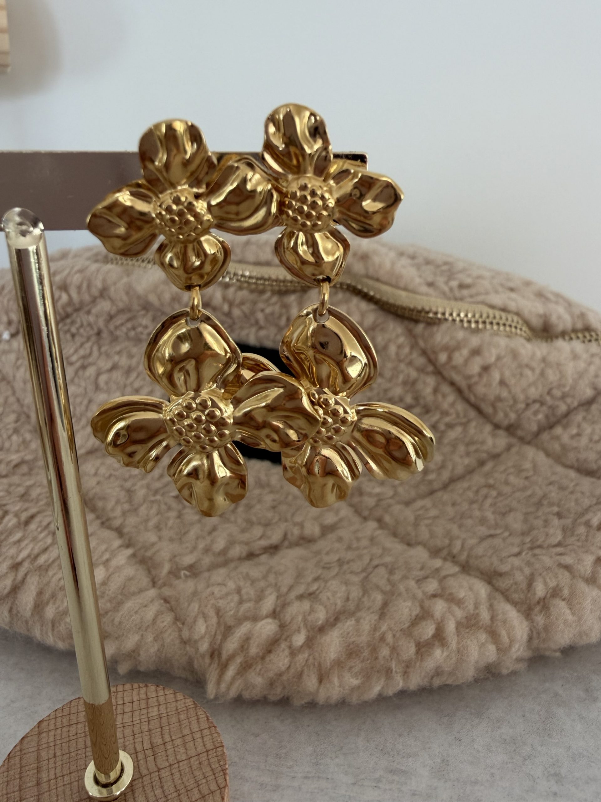 Boucles d’oreilles Fleurs Martelées